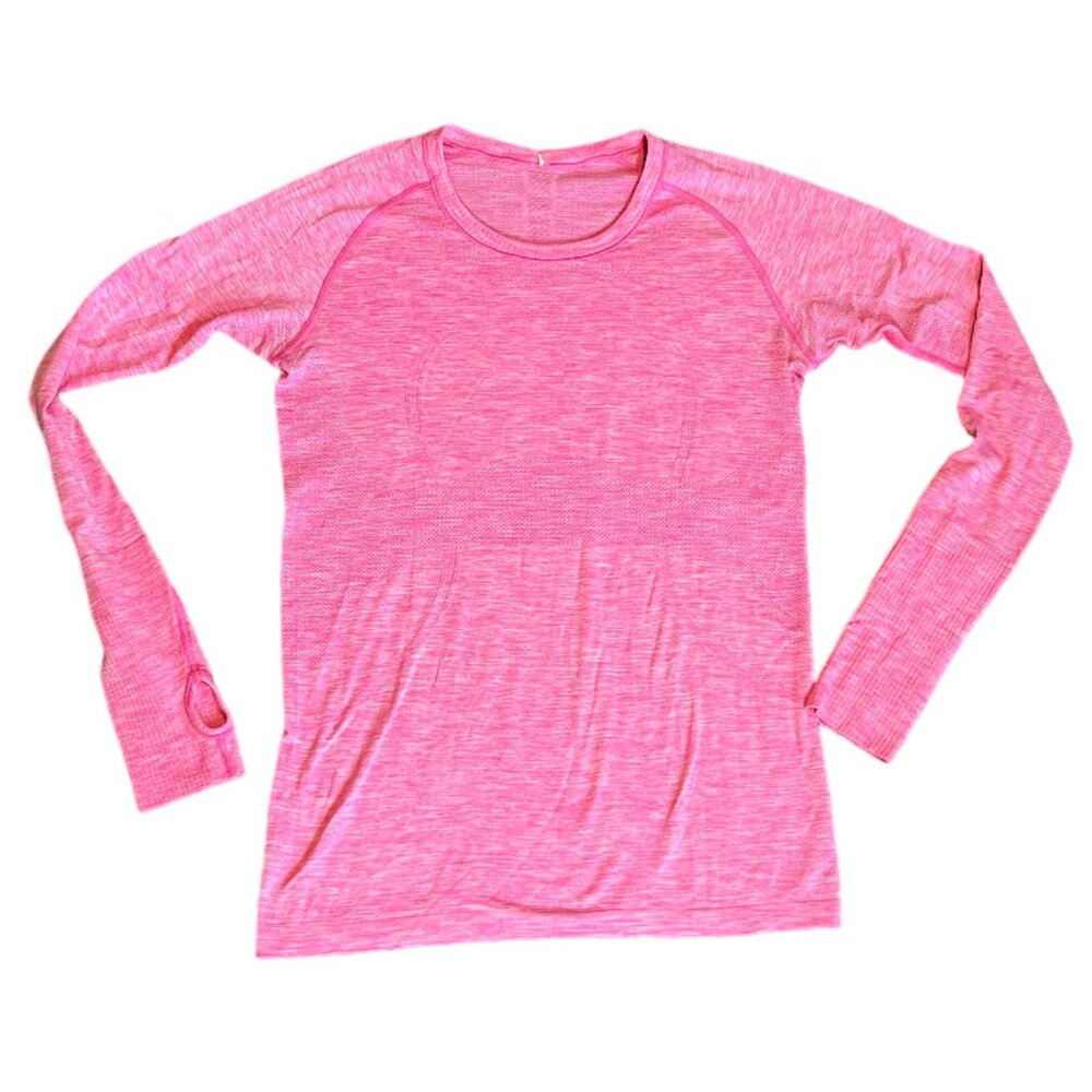 Lululemon Swiftly Tech Heathered Pink Long Sleeve Crew Neck 10